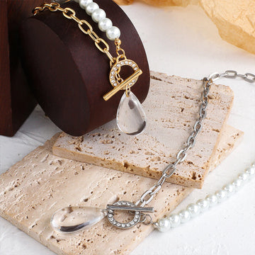 Transparent Crystal Drop Pendant Necklace