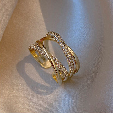 Advanced Sense Zircon Metal Cross Open Ring