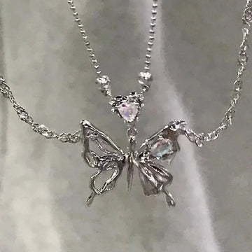 Crystal Butterfly Pendant Necklace