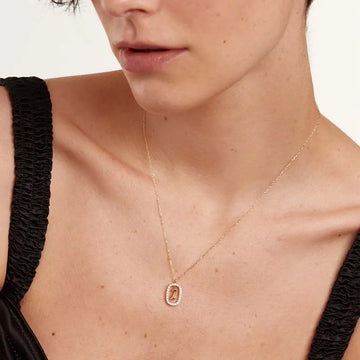 925 Sterling Silver Zircon Initial Pendant Necklace