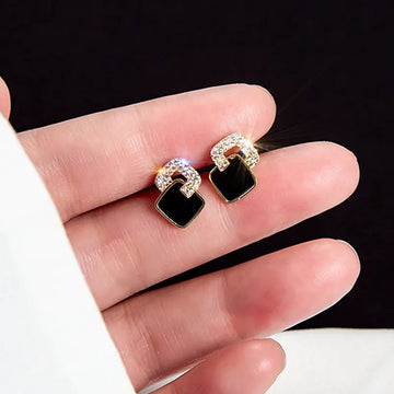 Exquisite Black Zircon Stud Earring