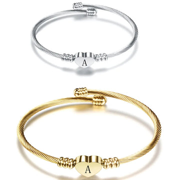 Simple Fashion Initial Letter Cuff Bracelet