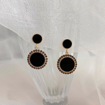 Classic Black Crystal Pendant Earrings