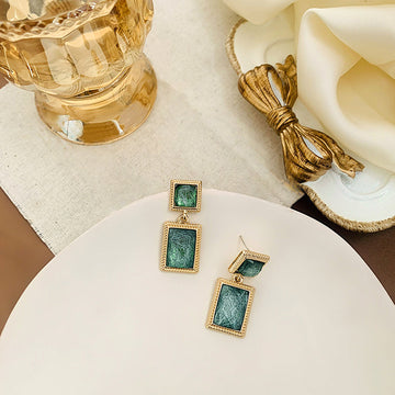 Vintage Green Crystal Clip-on Earrings