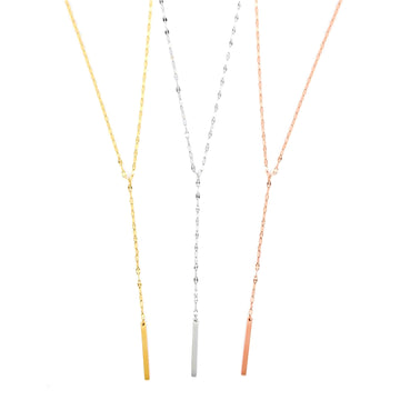 Stainless Steel Long Chain Rectangle Necklace