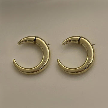 Double Crescent Front Back Moon Horn Earrings