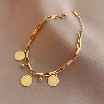14K Real Gold Plated Round Portrait Bracelets