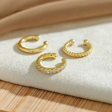 3pc Thin Minimal No Piercing Ear Cuffs