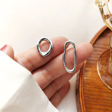 925 Sterling Silver Asymmetrical Earrings