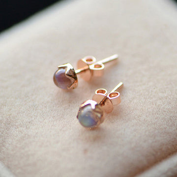 925 Sterling Silver 14K Gold Plated Simple Blue Moonstone Earrings