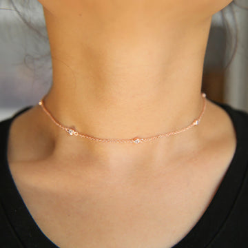 925 Sterling Silver Minimal Zircon Choker