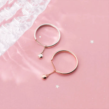 925 Sterling Silver Bead Chain Round Adjustable Ring