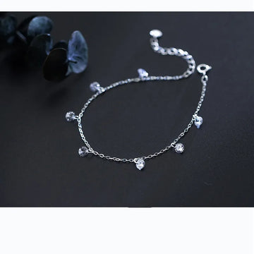 925 Sterling Silver Zircon Chain Bracelet