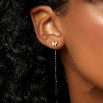 Cute Butterfly Crystal Chain Tassel Earrings