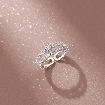 925 Sterling Silver White Zircon Crown Ring