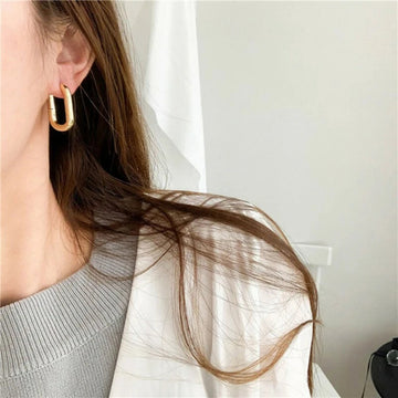 925 Sterling Silver Geometric Ellipse Earrings