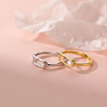 925 Sterling Silver Shell Bead Pearl Ring