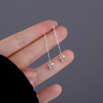 925 Sterling Silver Tassel Flower Stud Earrings