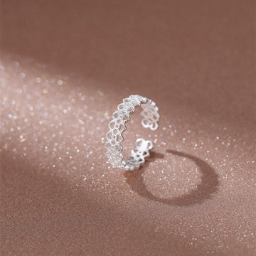 925 Sterling Silver Lace Hollow Pattern Ring