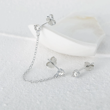 925 Sterling Silver Tassel Chain Stud Earrings