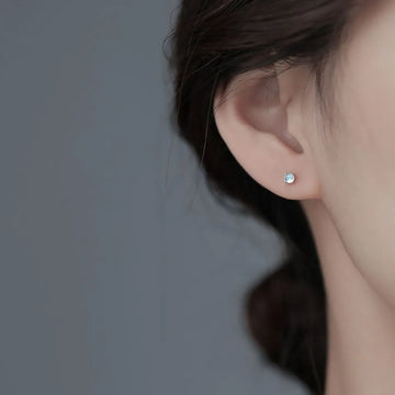 925 Sterling Silver Natural Blue Moonstone Mini Cute Earrings