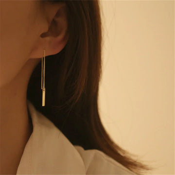 925 Sterling Silver 14K Gold Long Earrings