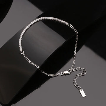 925 Sterling Silver Shiny Bead and Chain Bracelet