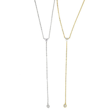 925 Sterling silver simple long chain lariat necklace