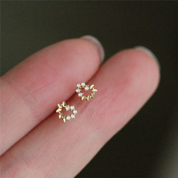 925 Sterling Silver Zircon Heart Stud Earrings