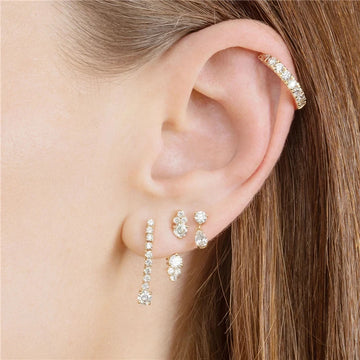 925 Sterling Silver Sparkling Zircon Earrings