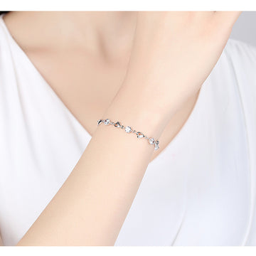 925 Sterling Silver Zircon Heart Shaped Bracelet