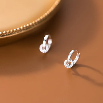 925 Sterling Silver Zircon Round Hoop Earrings