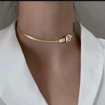 Buckle Shape Titanium Steel Choker Necklace
