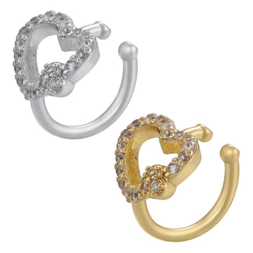 Crystal Ear Cuff Heart Shape Ear Clips