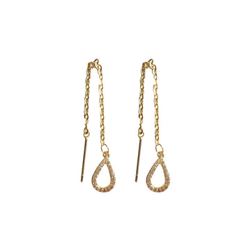 Drop Ear Line Sparkle Long Hanging Earrings