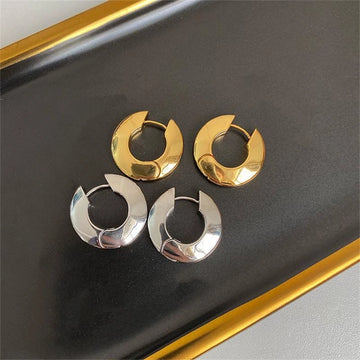 Elegant Geometric Glossy Hoop Earrings