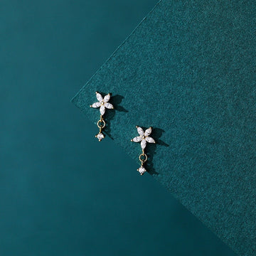 Exquisite Flower Inlaid Zircon Earrings