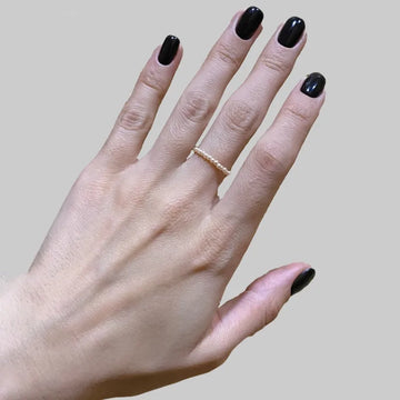 Geometric Simulated Pearl Bead Ring