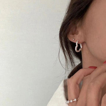 Heart Crinkled Round Hoop Earrings