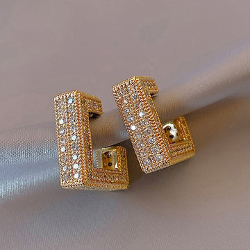 Geometric Square Zircon Dangle Earrings