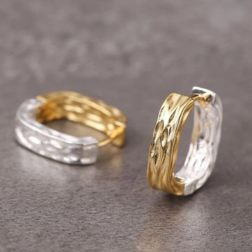 Irregular Geometric Silver and Gold Colour Hoop