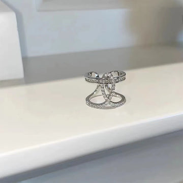 Luxury Micro Pave Hollow Cut Geometric Ring