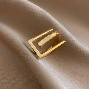 Minimal Style Square Round Hollow Ring