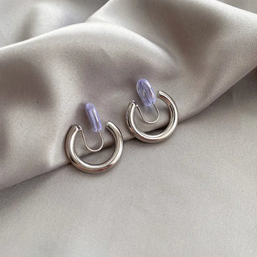 Vintage Minimalist Clip On Hoop Earrings