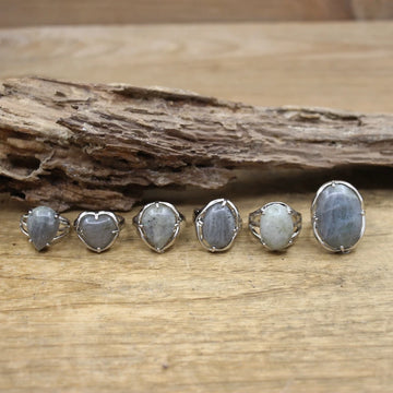 Natural Labradorite Cabochon Stone Ring