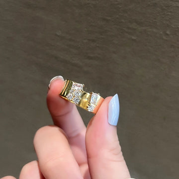 New Geometric Zircon Sparkle Adjustable Ring