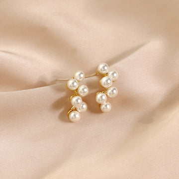 Pearl Grape Clip Earrings