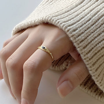 Real 925 Sterling Silver Black Eye Rings