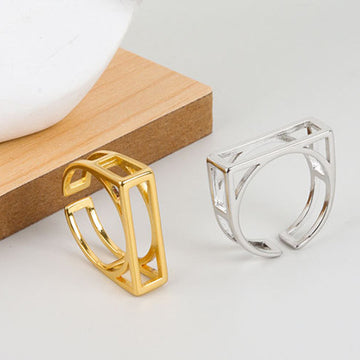 Rectangle Hollow Geometric Ring