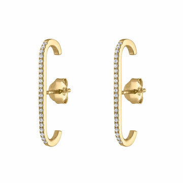 Shiny Zircon 925 Sterling Silver Long Stud Earrings